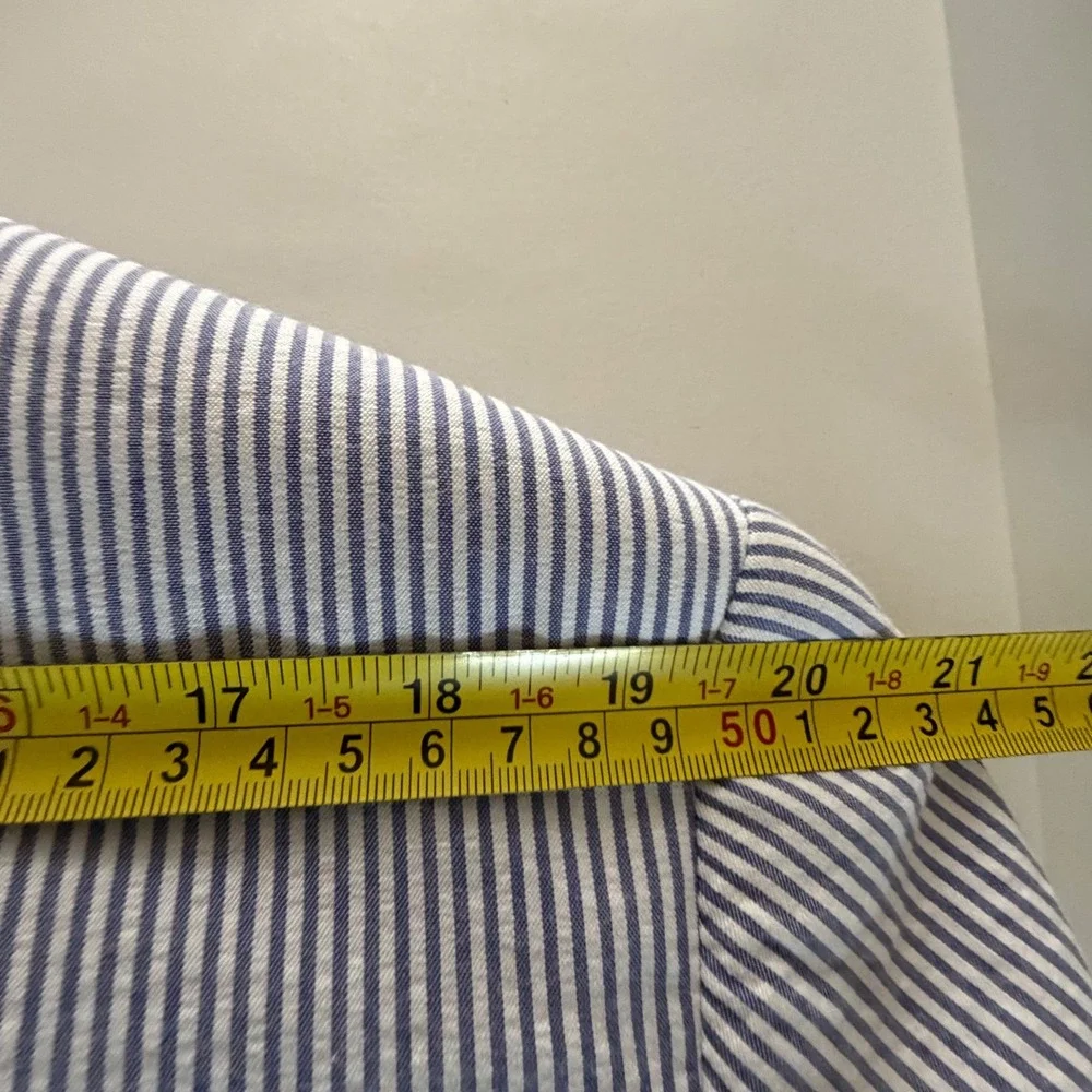 Zagato Seersucker Sport Coat Blazer Blue White Stripe Preppy Ivy 40R Mens